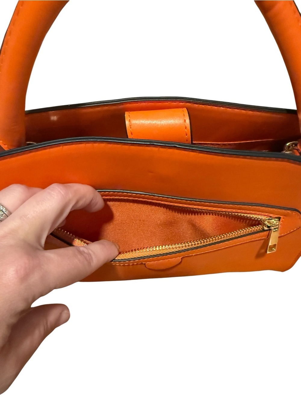A new day Sleek Orange Top-Handle Satchel - Picture 5 of 7